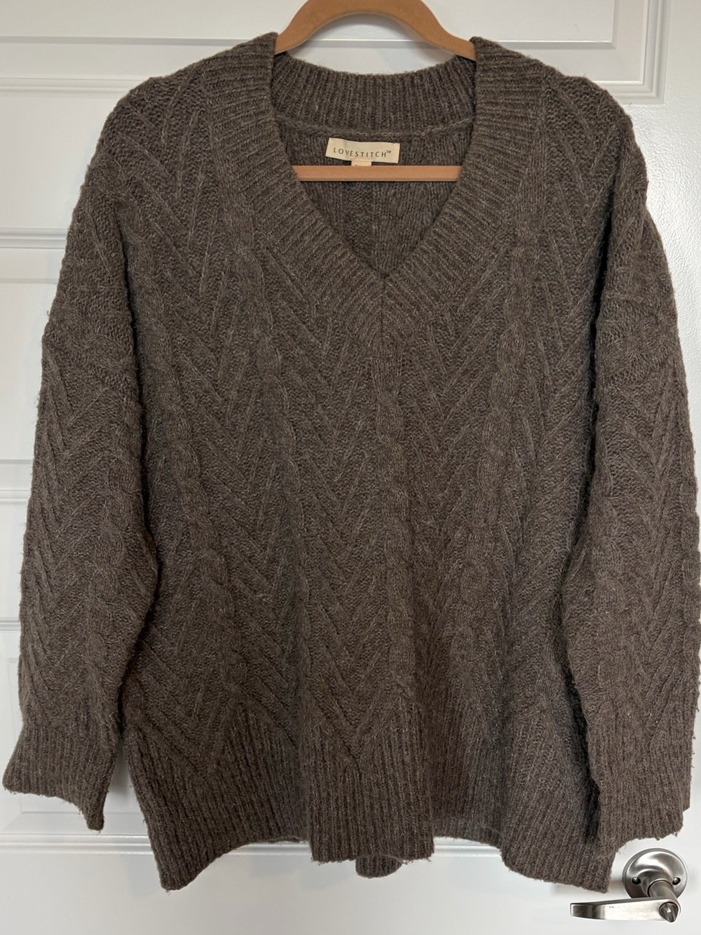 Lovestitch Oversized V-Neck Cable-Knit Sweater
